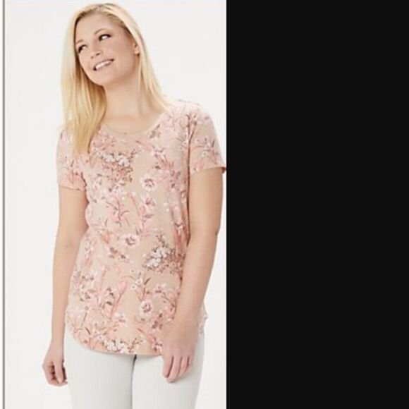 NWOT Isaac Mizrahi! Short-Sleeve Knit Top Floral | Size XXS - Picture 1 of 9